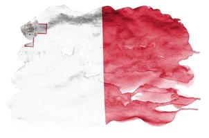 la bandera de malta se representa en estilo acuarela líquida aislado sobre fondo blanco foto