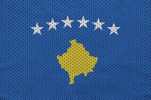 Kosovo flag printed on a polyester nylon sportswear mesh fabric photo