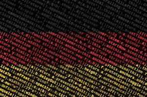 Germany flag  is depicted on the screen with the program code. The concept of modern technology and site development photo