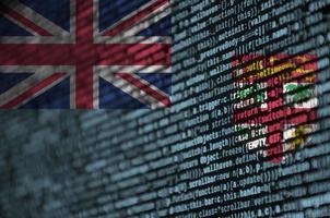 Fiji flag  is depicted on the screen with the program code. The concept of modern technology and site development photo