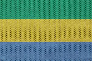 Gabon flag printed on a polyester nylon sportswear mesh fabric w photo