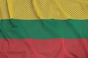 Lithuania flag printed on a polyester nylon sportswear mesh fabr photo