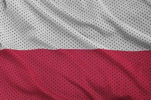 Poland flag printed on a polyester nylon sportswear mesh fabric photo