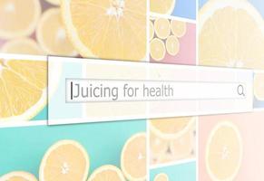 Visualization of the search bar on the background of a collage of many pictures with juicy oranges. Juicing for health photo