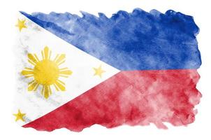 Philippines flag  is depicted in liquid watercolor style isolated on white background photo