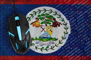 Belize flag  and computer mouse. Digital threat, illegal actions on the Internet photo