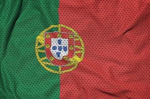 Portugal flag printed on a polyester nylon sportswear mesh fabri photo