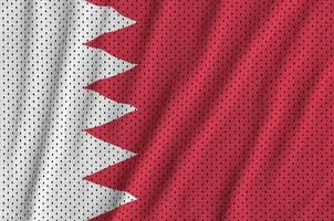 Bahrain flag printed on a polyester nylon sportswear mesh fabric photo