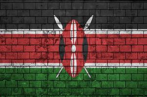 Kenya flag is painted onto an old brick wall photo