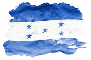 Honduras flag  is depicted in liquid watercolor style isolated on white background photo