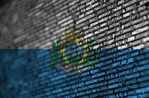 San Marino flag  is depicted on the screen with the program code. The concept of modern technology and site development photo