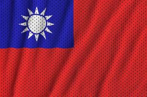 Taiwan flag printed on a polyester nylon sportswear mesh fabric photo