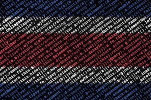 Costa Rica flag  is depicted on the screen with the program code. The concept of modern technology and site development photo