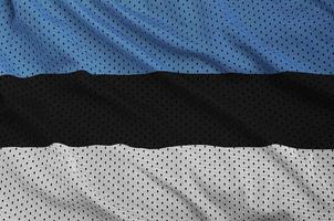 Estonia flag printed on a polyester nylon sportswear mesh fabric photo