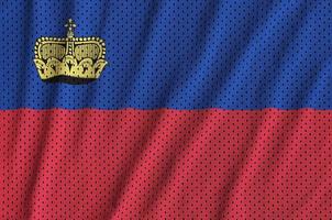 Liechtenstein flag printed on a polyester nylon sportswear mesh photo