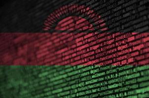 Malawi flag  is depicted on the screen with the program code. The concept of modern technology and site development photo