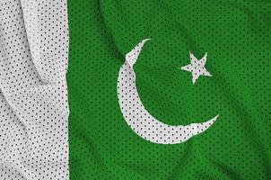 Pakistan flag printed on a polyester nylon sportswear mesh fabri photo