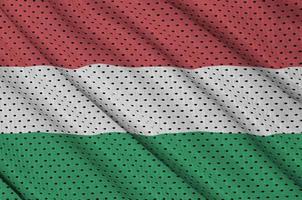 Hungary flag printed on a polyester nylon sportswear mesh fabric photo