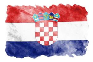 Croatia flag  is depicted in liquid watercolor style isolated on white background photo