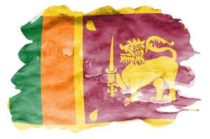 la bandera de sri lanka se representa en estilo acuarela líquida aislado sobre fondo blanco foto