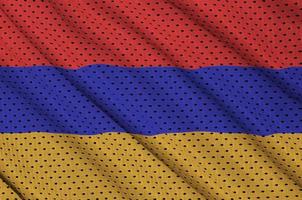 Armenia flag printed on a polyester nylon sportswear mesh fabric photo