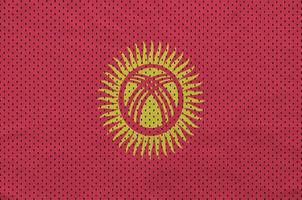 Kyrgyzstan flag printed on a polyester nylon sportswear mesh fab photo