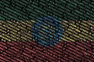Ethiopia flag  is depicted on the screen with the program code. The concept of modern technology and site development photo
