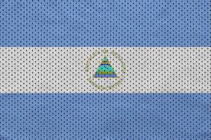Nicaragua flag printed on a polyester nylon sportswear mesh fabr photo