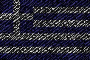 Greece flag  is depicted on the screen with the program code. The concept of modern technology and site development photo