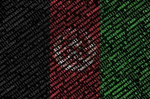 Afghanistan flag is depicted on the screen with the program code. The concept of modern technology and site development photo