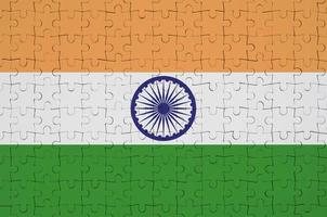 India flag  is depicted on a folded puzzle photo