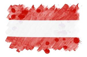 Austria flag  is depicted in liquid watercolor style isolated on white background photo