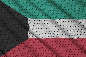 Kuwait flag printed on a polyester nylon sportswear mesh fabric photo