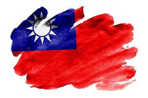 Taiwan flag  is depicted in liquid watercolor style isolated on white background photo