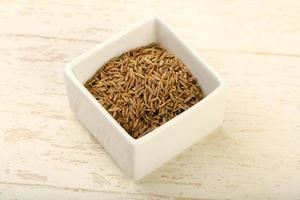 Cumin seeds dish view photo