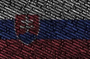 Slovakia flag  is depicted on the screen with the program code. The concept of modern technology and site development photo