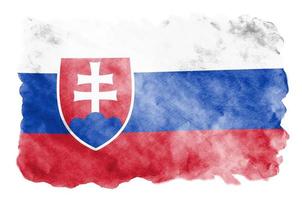 Slovakia flag  is depicted in liquid watercolor style isolated on white background photo