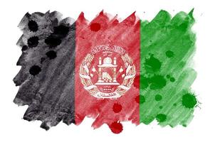 Afghanistan flag is depicted in liquid watercolor style isolated on white background photo