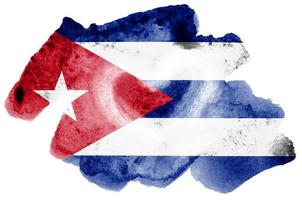 Cuba flag  is depicted in liquid watercolor style isolated on white background photo