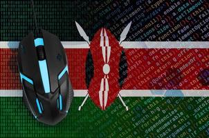 Kenya flag  and computer mouse. Digital threat, illegal actions on the Internet photo