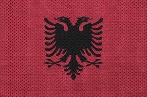 Albania flag printed on a polyester nylon sportswear mesh fabric photo