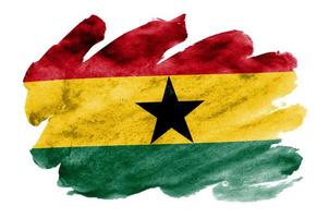 la bandera de ghana se representa en estilo acuarela líquida aislado sobre fondo blanco foto