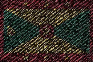 Grenada flag  is depicted on the screen with the program code. The concept of modern technology and site development photo