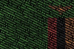 Zambia flag  is depicted on the screen with the program code. The concept of modern technology and site development photo