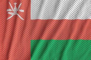 Oman flag printed on a polyester nylon sportswear mesh fabric wi photo