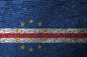 Cabo verde flag  is depicted on the screen with the program code. The concept of modern technology and site development photo