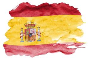 la bandera de españa está representada en estilo acuarela líquida aislada en fondo blanco foto