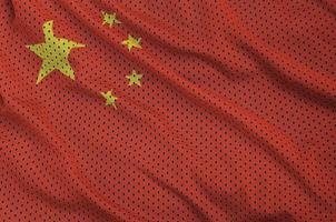 China flag printed on a polyester nylon sportswear mesh fabric w photo