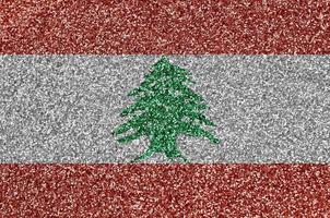 Lebanon flag depicted on many small shiny sequins. Colorful festival background for party photo