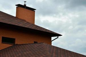 The house is equipped with high quality roofing of shingles bitumen tiles. A good example of perfect roofing. The roof is reliably protected from adverse weather conditions photo